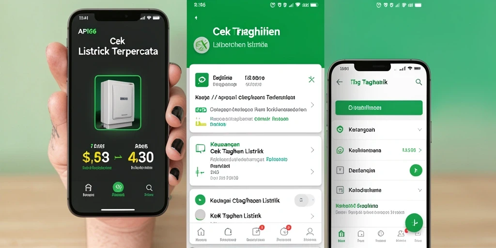 Tampilan antarmuka aplikasi Cek Tagihan Listrik API66 yang sederhana dan informatif.