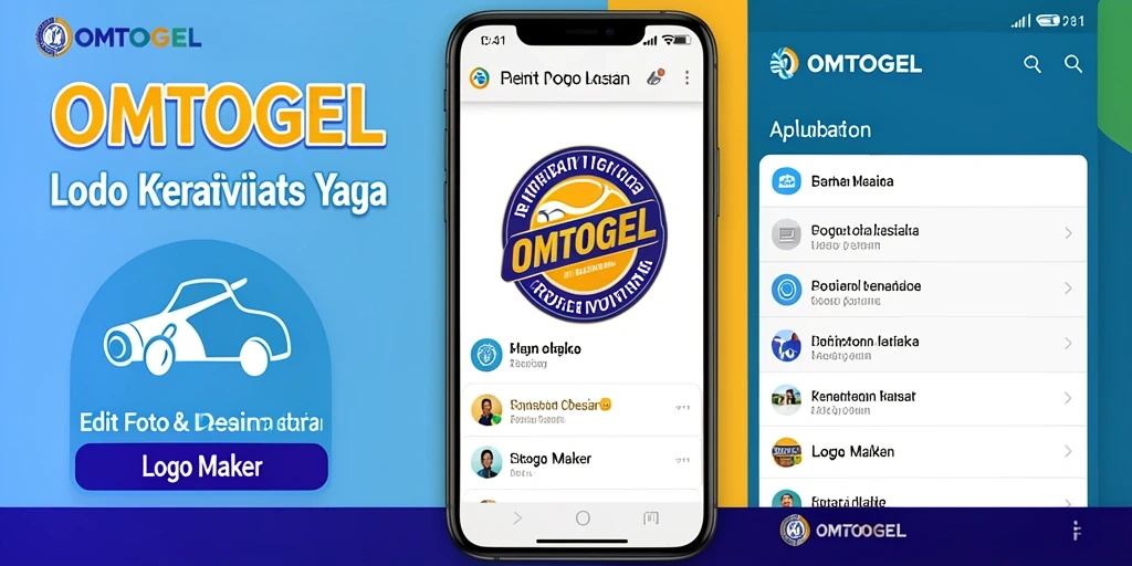 Tampilan antarmuka aplikasi OMTOGEL untuk pembuatan logo yang menarik.