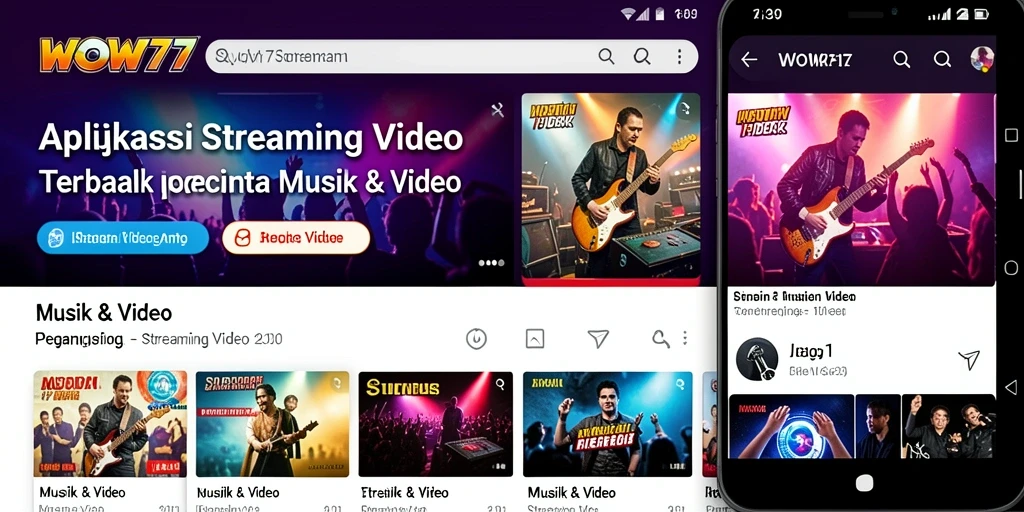 Screenshot utama WOW77 menampilkan antarmuka Streaming Video yang menarik dan modern.